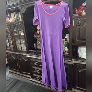 Lularoe Purple Maxi Dress with Pink Accents